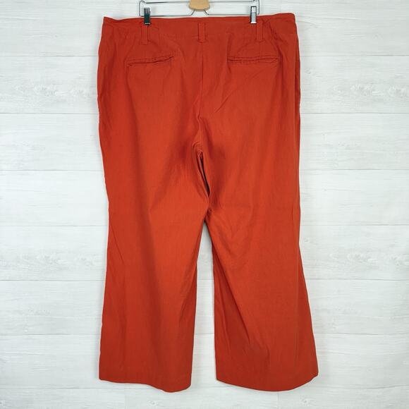 Anthropologie Maeve The Naomi Wide-Leg Flare Pants Plus Size 26W Orange Preppy - Picture 7 of 16